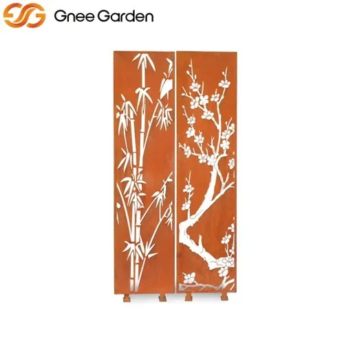 Contemporary Corten Bamboo-Inspired Divider