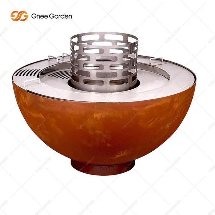 कॉर्टन स्टील आउटडोर गोलार्ध चारकोल बारबेक्यू ग्रिल