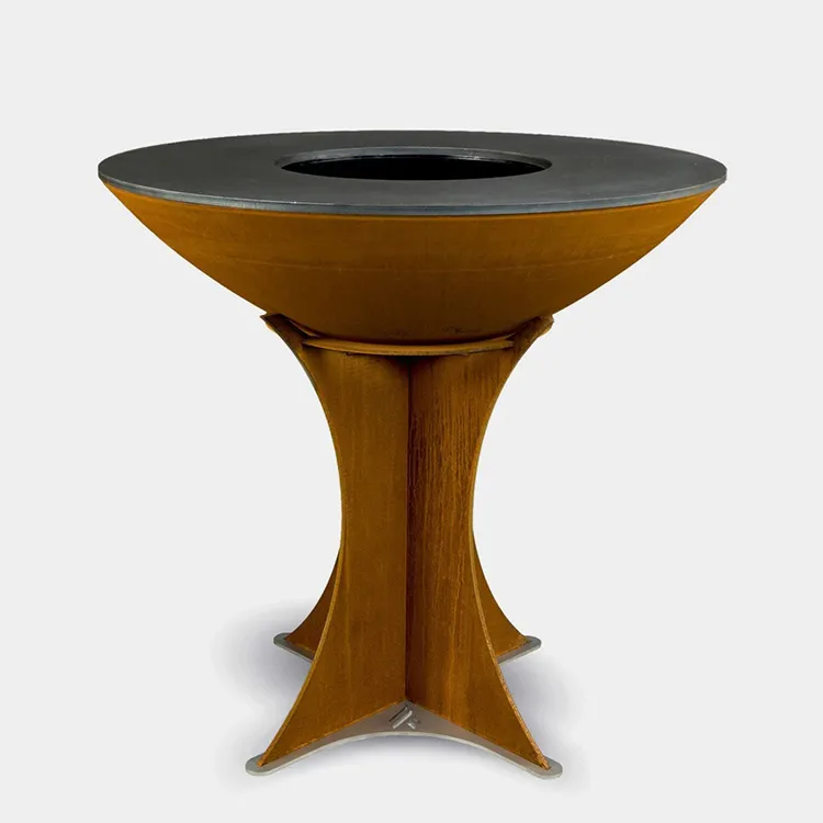 कॉर्टेन स्टील आउटडोर लकड़ी BBQ ग्रिल