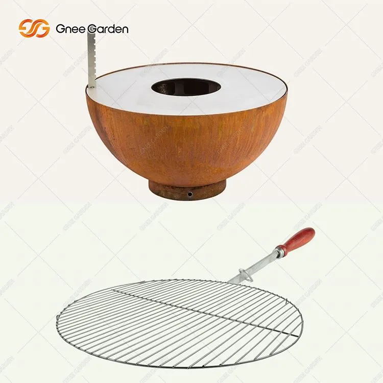 कॉर्टन स्टील राउंड चारकोल बीबीक्यू ग्रिल