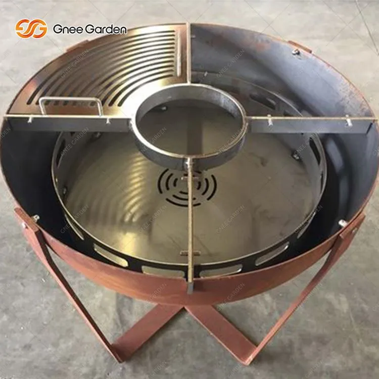 ग्रिल रिंग के साथ गोलार्ध कॉर्टन स्टील आउटडोर ग्रिल फायर बाउल बीबीक्यू