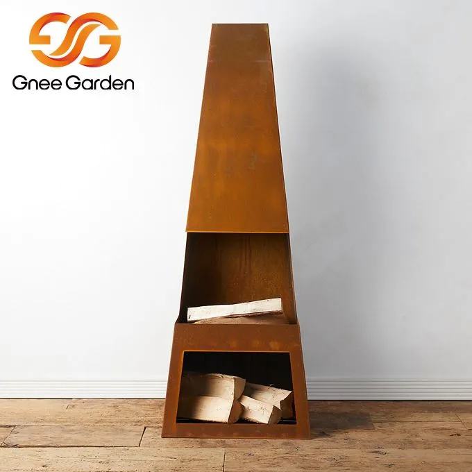 वेदरिंग स्टील प्लान्ड आउटडोर फायरप्लेस